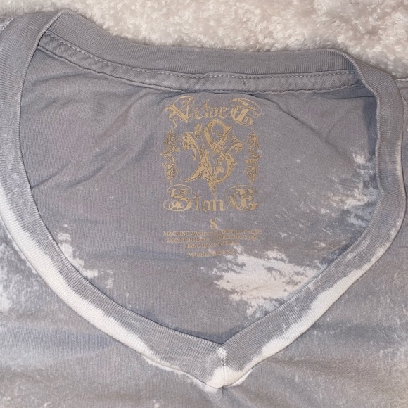 Velvet Stone gray rhinestone cross t-shirt small - Picture 7 of 7